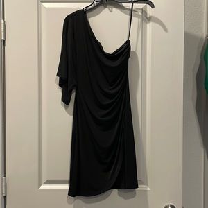 One shoulder black mini dress (Size 4)